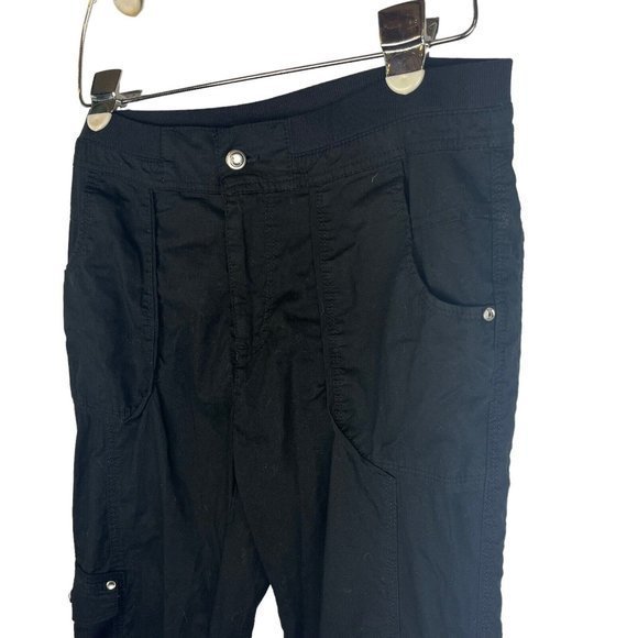 Laura Ashley Black Cargo Pants with Rhinestone Button‎ Detailing Women's Size 4 - Picture 2 of 12